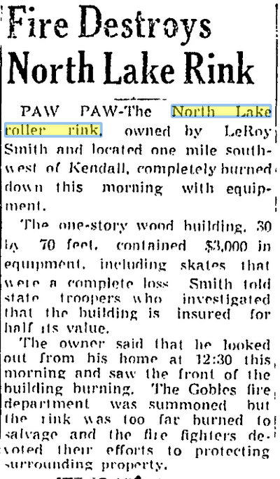 North Lake Roller Rink - Dec 1947 Fire